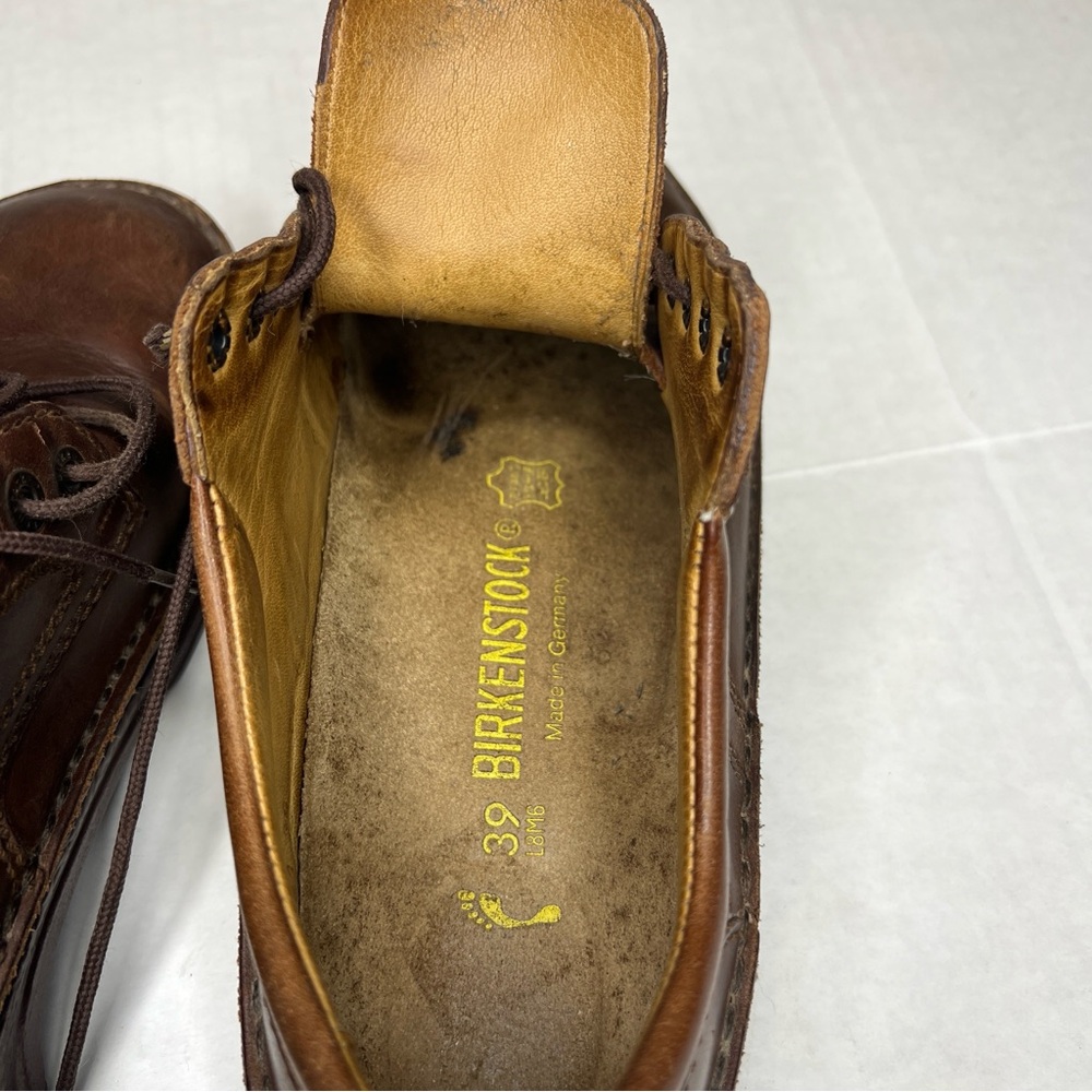 Birkenstock Unisex Brown Leather Oxfords EU 39 W 8, M6 - Picture 9 of 11